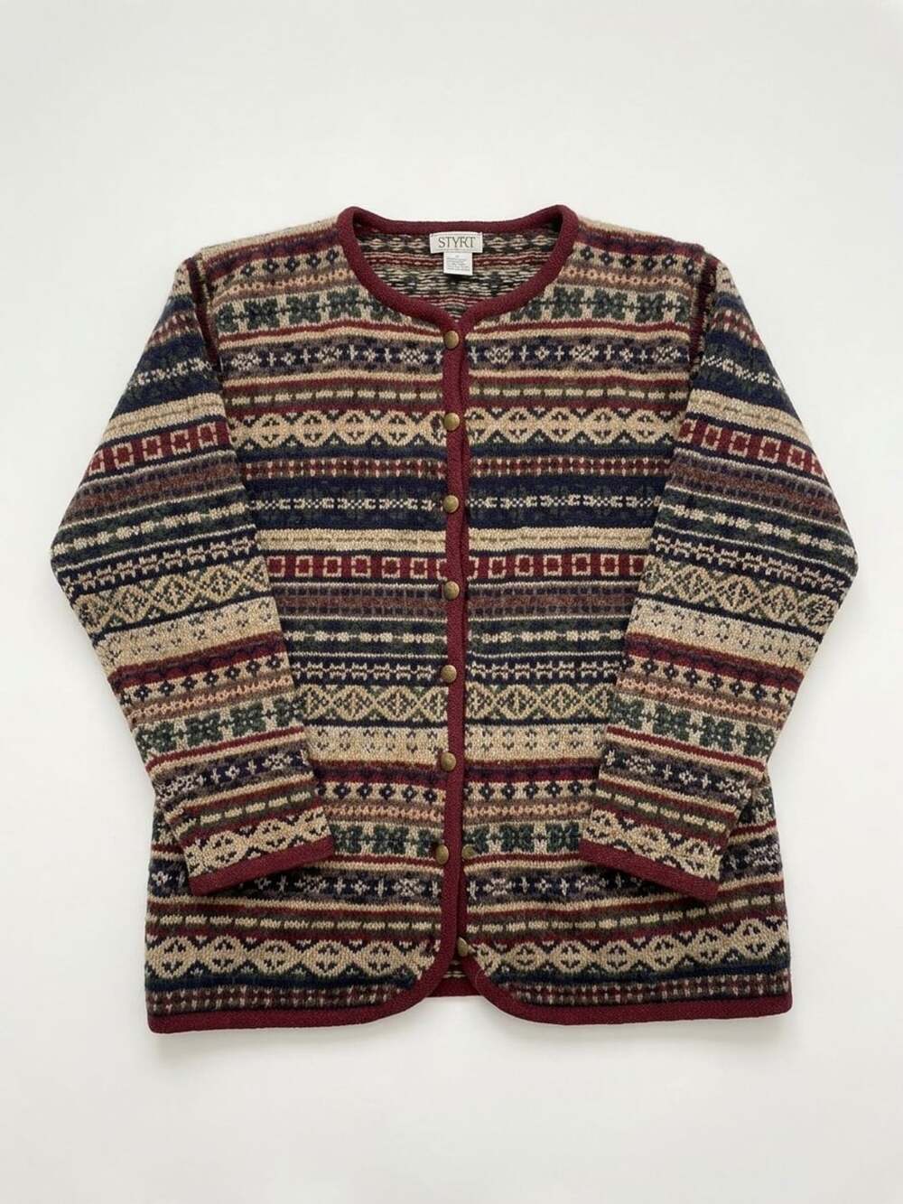 Skyr Vintage Cardigan Size S Multi Color Wool Knit Sweater